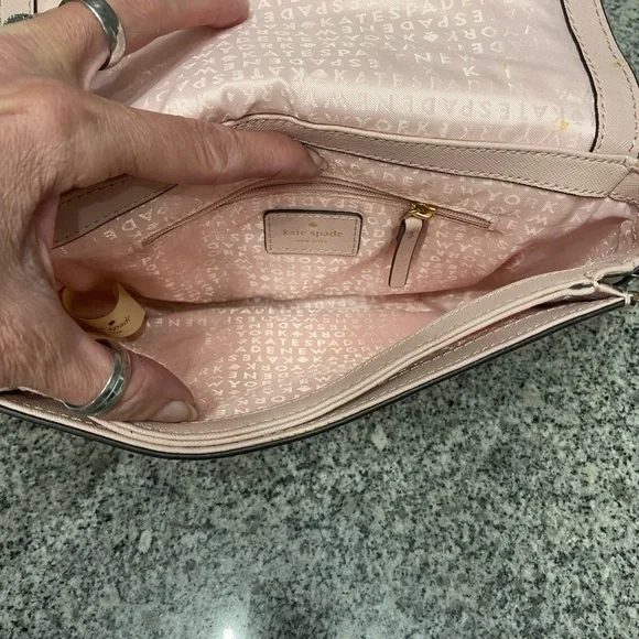 KATE SPADE Crystal Studded Bows Light Pink Leather Small Crossbody Bag Feminine - Picture 9 of 17